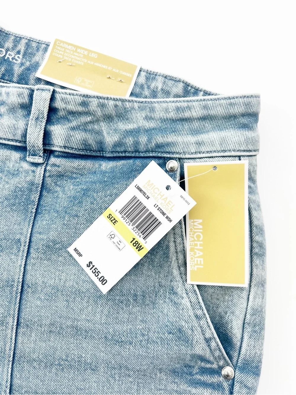 Michael Kors Carmen Wide Leg Super High Rise Jeans 18W NWT